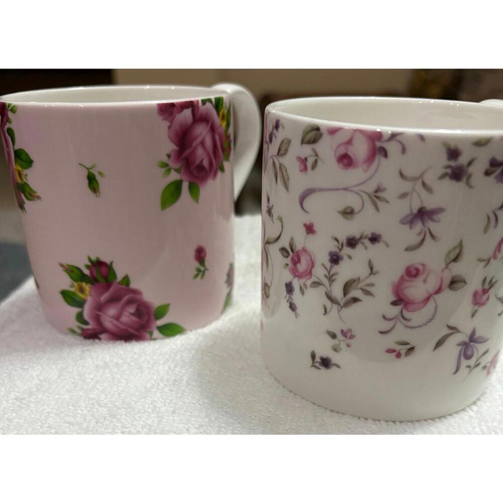 Assorted Floral Royal Albert coffee Mugs set of 4  England Bone China